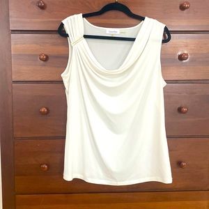 Calvin Klein cream sleeveless slouch neck top size XL